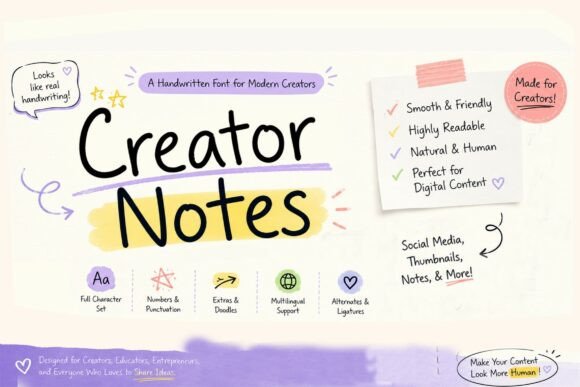 Creator Notes: A Handwritten Font with Modern Professional Polish